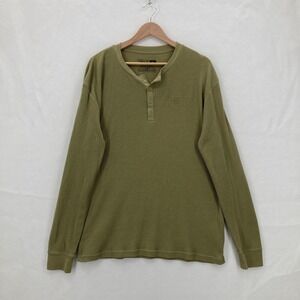 Troll Co Shirt Mens XL Green Long Sleeve Thermal Henley Waffle Knit Workwear